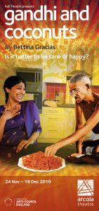 Gandhi eating sweetmeats with woman laughing