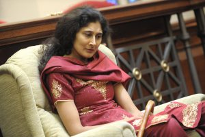 a morose looking woman