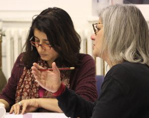 Director working a writer